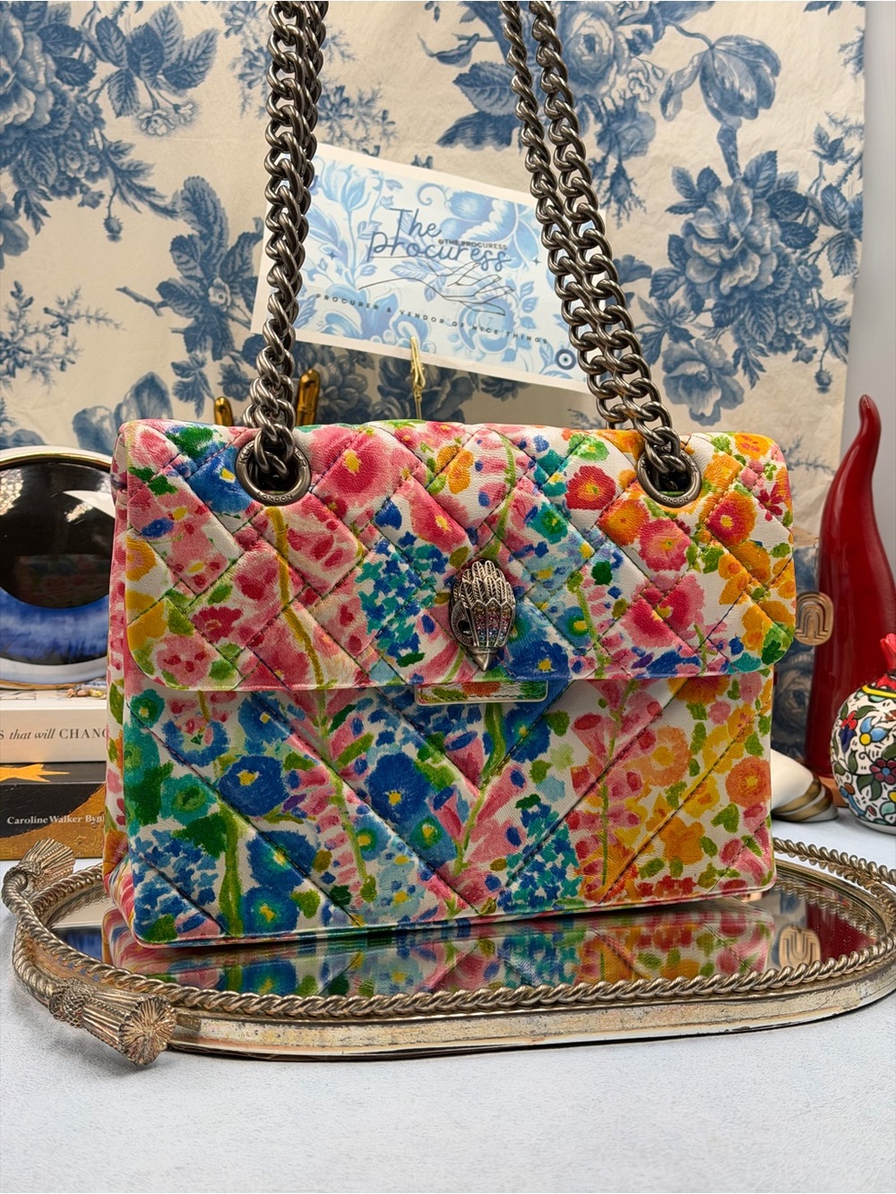 🆕 KURT GEIGER LONDON 🧿 NWOT Floral Couture Kensington Bag, Bright Floral Print - Picture 3 of 16